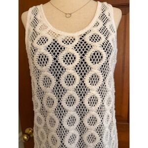 Banana Republic Sleeveless Tank Top Womens S White Circle Lace Crochet Racerback